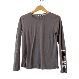 Victoria's Secret Women's Long Sleeve Top Small Gray Glitter Heart Love Pullover